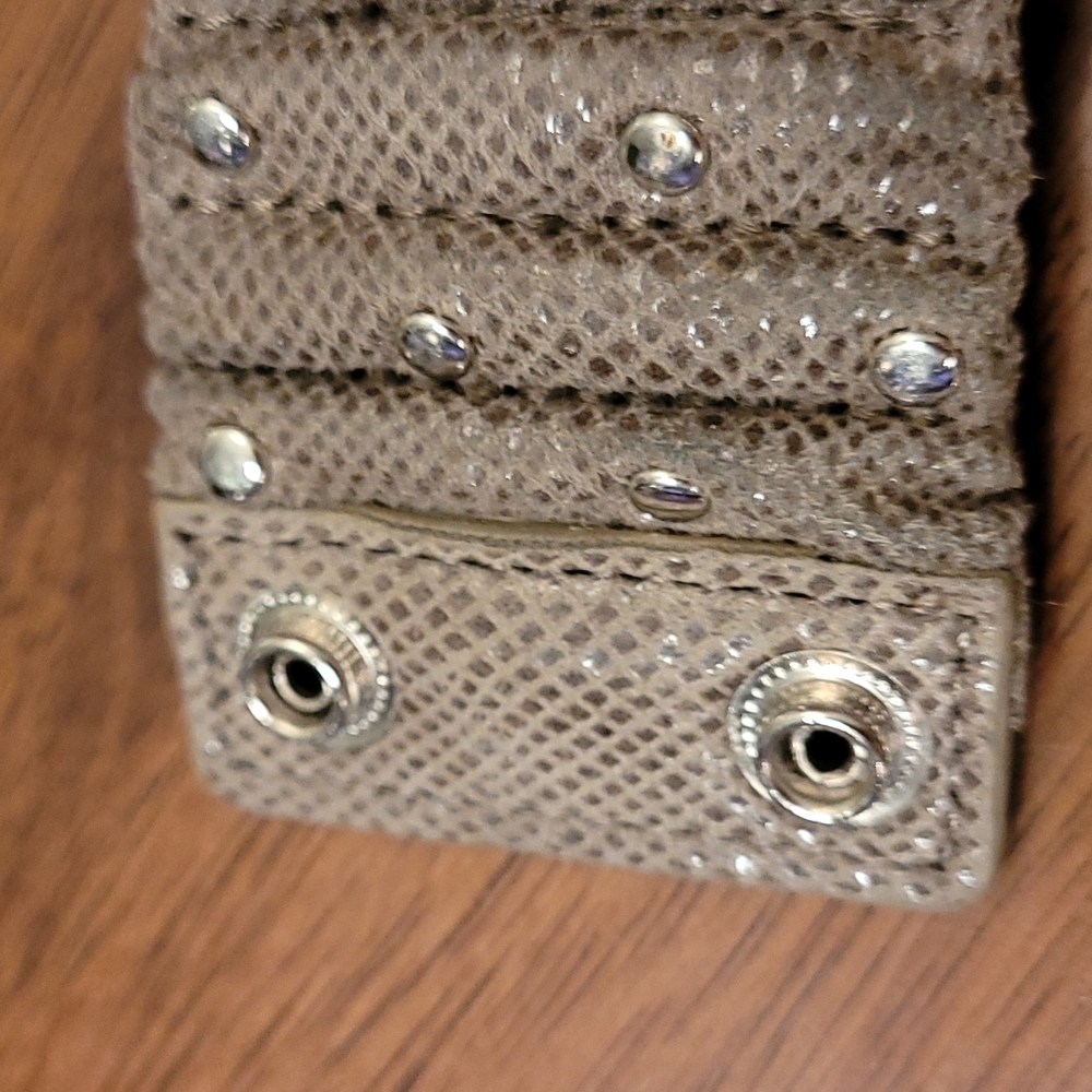 .Faux leather bracelet.  Snap closure,  8 inches,  silver metal studs. - Picture 4 of 6
